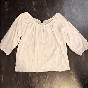 J. Crew Cream Textured Peasant Blouse